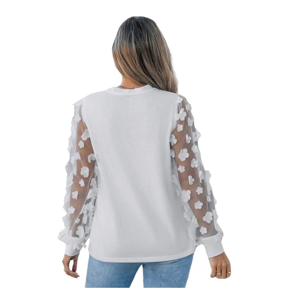 Sioni Milano Eggshell Floral Sheer Sleeve Top size 3X - Picture 2 of 12
